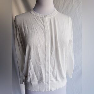 Banana Republic White Button Front Cardigan Sweater Size Large Lightweight